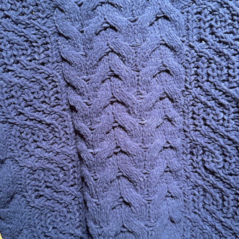 Navy blue cable knit crochet baby soft mock neck sweater women’s small NEW - Picture 5 of 8